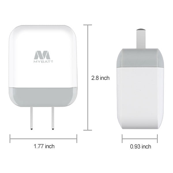 MyBat Dual USB Travel Charger Adapter(2.1A) - WhiteMyBat Pro