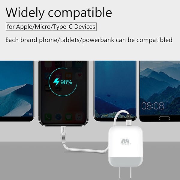 MyBat Dual USB Travel Charger Adapter(2.1A) - WhiteMyBat Pro