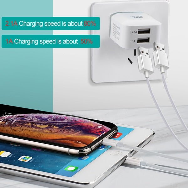 MyBat Dual USB Travel Charger Adapter(2.1A) - WhiteMyBat Pro