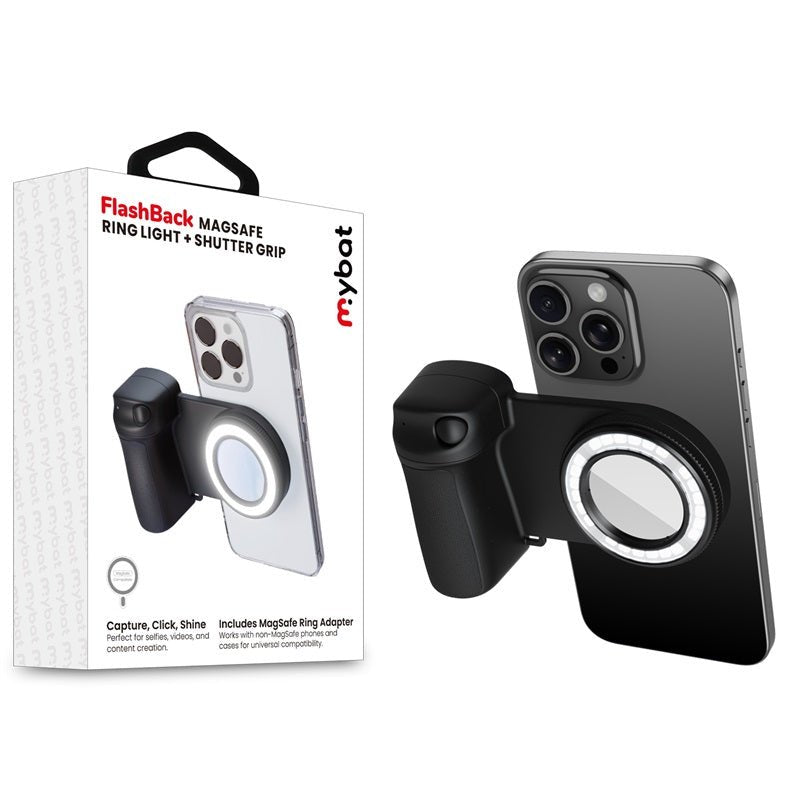 MyBat FlashBack MagSafe Ring Light + Shutter Grip - BlackMyBat Pro