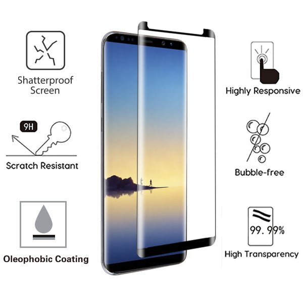 MyBat Full Adhesive with Curved Coverage Premium Tempered Glass Screen Protector for Samsung Galaxy Note 8 - BlackMyBat Pro