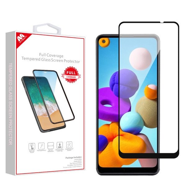 MyBat Full Coverage Tempered Glass Screen Protector for Samsung Galaxy A21 - BlackMyBat Pro