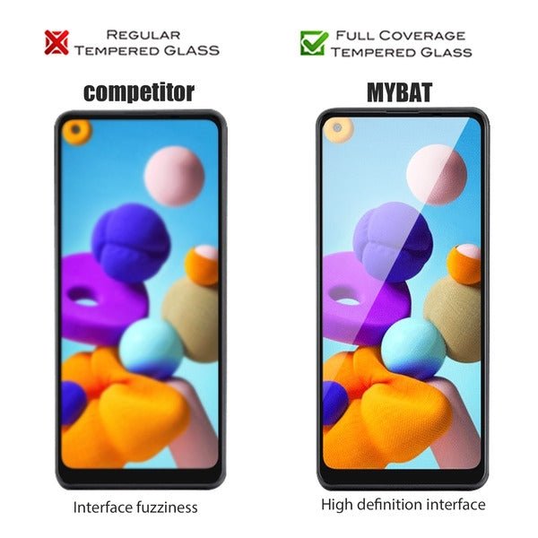 MyBat Full Coverage Tempered Glass Screen Protector for Samsung Galaxy A21 - BlackMyBat Pro