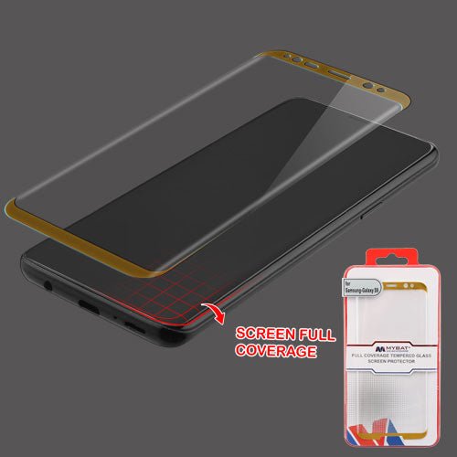 MyBat Full Coverage Tempered Glass Screen Protector for Samsung Galaxy S9 - GoldMyBat Pro