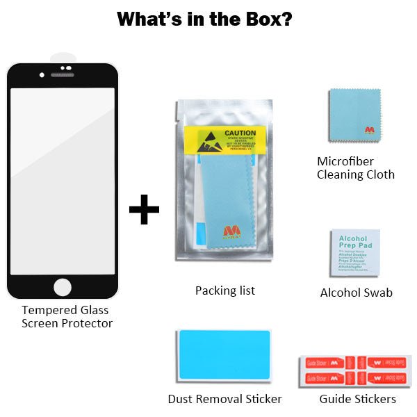 MyBat Full - screen Coverage Tempered Glass Screen Protector (Cellular Dust Prevention For Receiver) for Apple iPhone 8/7 - BlackMyBat Pro