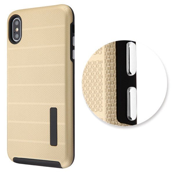 MyBat Fusion Protector Cover for Apple iPhone XS Max - Gold Dots TextuGold / Black