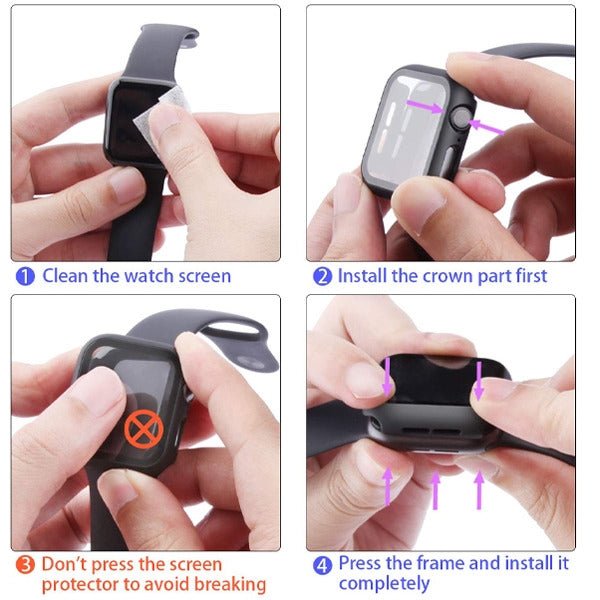 MyBat Fusion Protector Cover (with Tempered Glass Screen Protector) for Apple Watch Series 4 44mm/Watch SE (2022) 44mm / Watch SE 44mm - BlackMyBat Pro