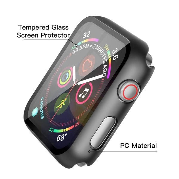 MyBat Fusion Protector Cover (with Tempered Glass Screen Protector) for Apple Watch Series 4 44mm/Watch SE (2022) 44mm / Watch SE 44mm - BlackMyBat Pro