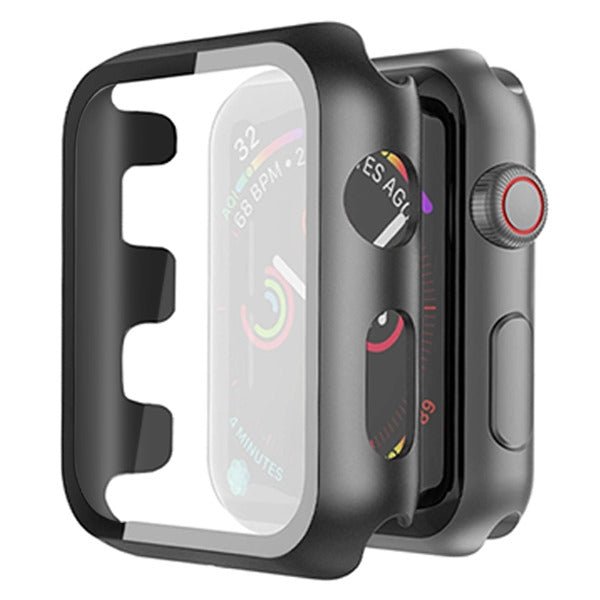 MyBat Fusion Protector Cover (with Tempered Glass Screen Protector) for Apple Watch Series 4 44mm/Watch SE (2022) 44mm / Watch SE 44mm - BlackMyBat Pro