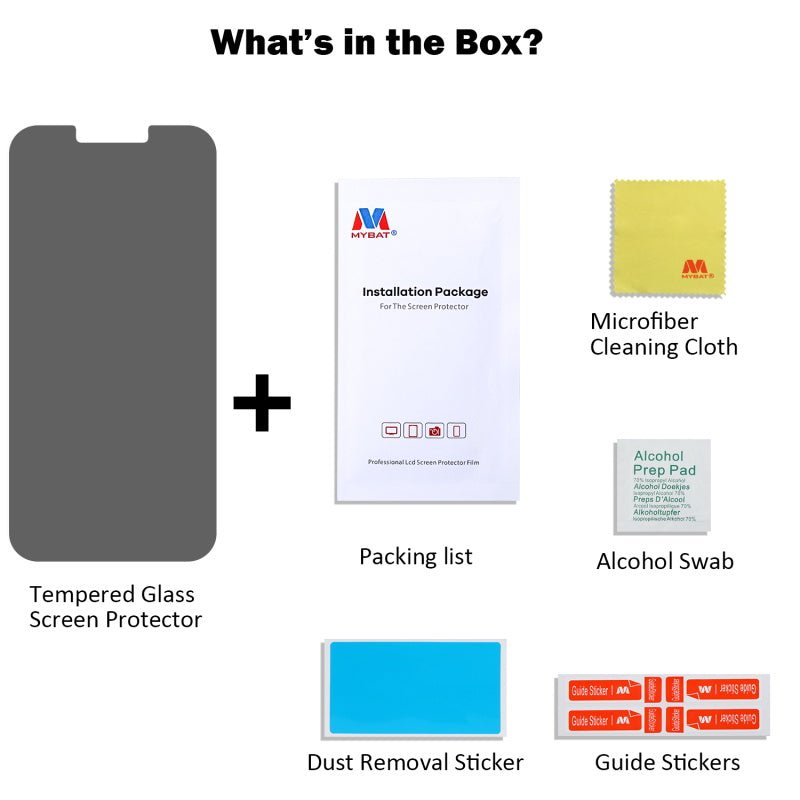 MyBat Privacy Tempered Glass Screen Protector (2.5D) for Apple iPhone 13 (6.1) / iPhone 13 Pro (6.1) / iPhone 14 (6.1)iPhone 13