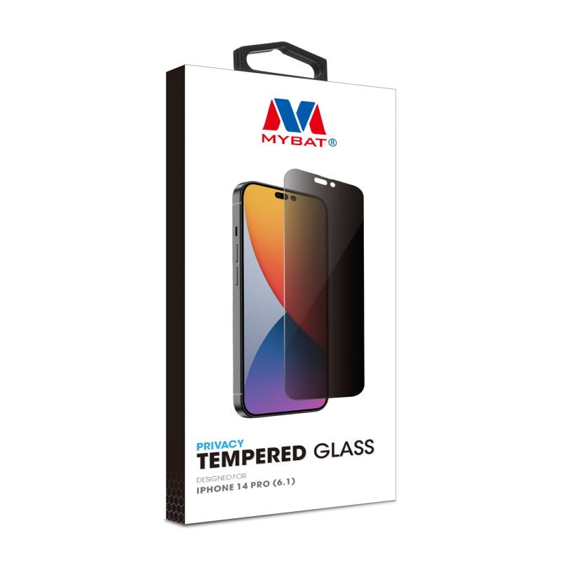 MyBat Privacy Tempered Glass Screen Protector (2.5D) for Apple iPhone 14 Pro (6.1) - ClearMyBat Pro
