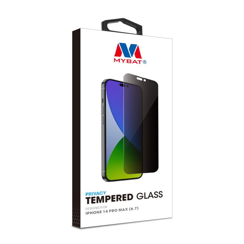 MyBat Privacy Tempered Glass Screen Protector (2.5D) for Apple iPhone 14 Pro Max (6.7) - ClearMyBat Pro
