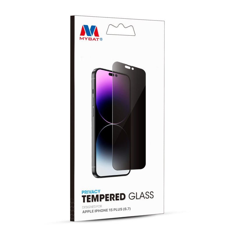 MyBat Privacy Tempered Glass Screen Protector (2.5D) for Apple iPhone 15 Plus (6.7) - ClearMyBat Pro