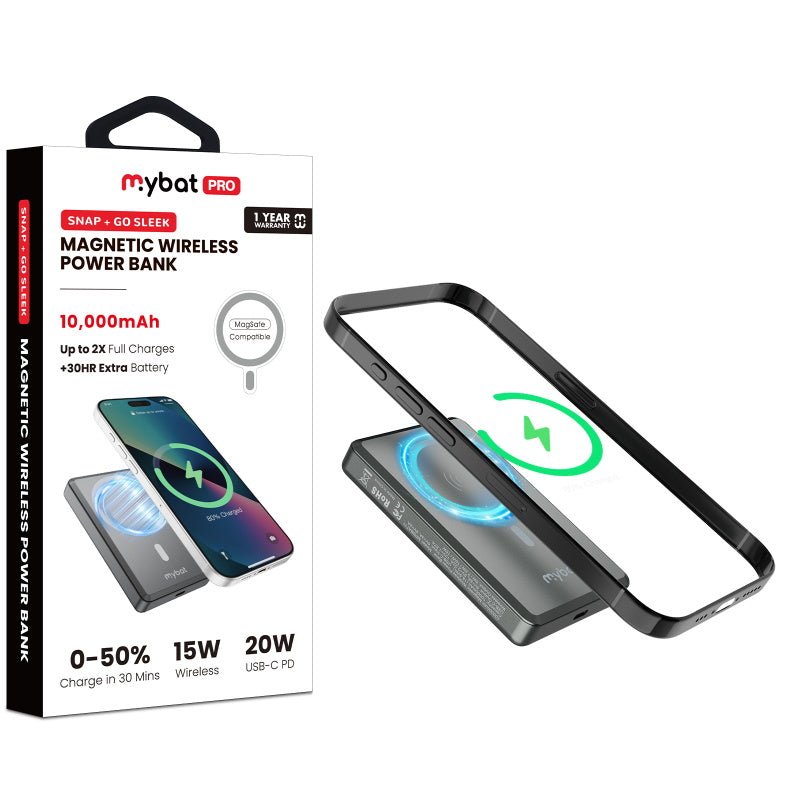 MyBat Pro 10000mAh SNAP + GO SLEEK Magnetic Wireless Power BankMyBat Pro
