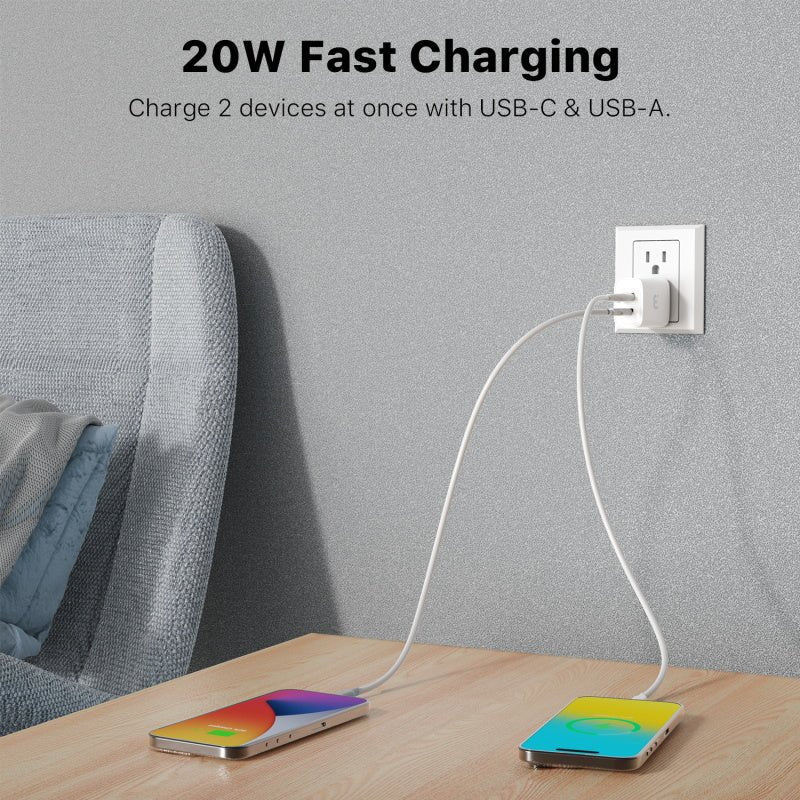 MyBat Pro 20W GaN Dual - Port Wall Charger – WhiteMyBat Pro