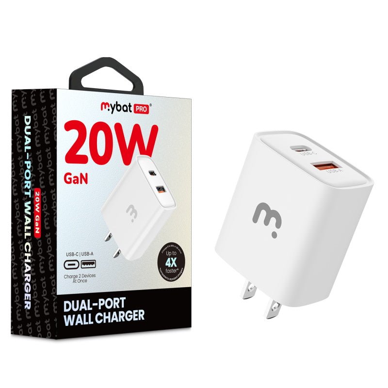 MyBat Pro 20W GaN Dual - Port Wall Charger – WhiteMyBat Pro