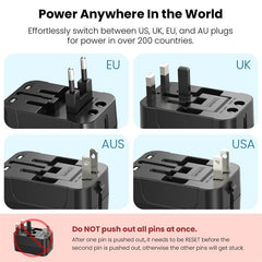 MyBat Pro 20W PD Dual - Port Universal Travel Adapter - US/UK/EU/AU - BlackMyBat Pro