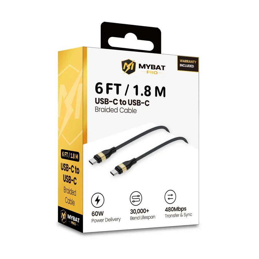 MyBat Pro 240W USB-C to USB-C Braided Charging Cable - 6FTMyBat Pro