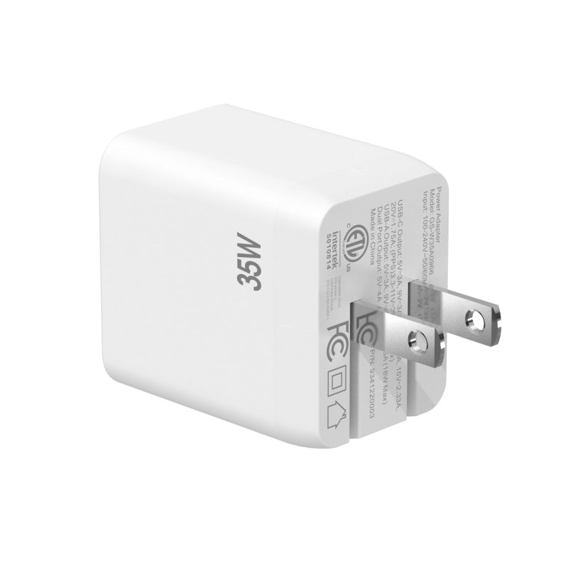 MyBat Pro 35W GaN Dual - Port Foldable Wall Charger (ETL Certified) - WhiteMybat Pro