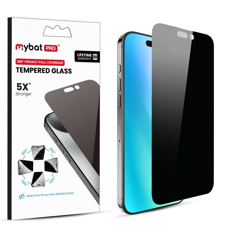 MyBat Pro 360° Privacy Full Coverage Tempered Glass for Apple iPhone 16 Plus / 15 Plus (6.7)iPhone 16 Plus