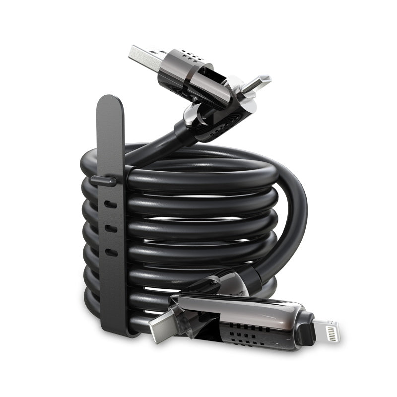 MyBat Pro 4 - in - 1 Silicone Charging Cable w/ RGB Lights - 4FT - BlackMyBat Pro