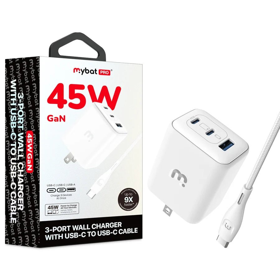 MyBat Pro 45W 3-Port Wall Charger w/ USB-C to USB-C CableMyBat Pro