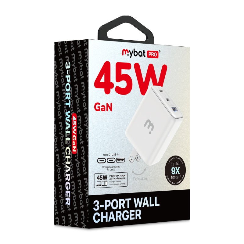 MyBat Pro 45W GaN 3 - Port Wall Charger - WhiteMybat Pro