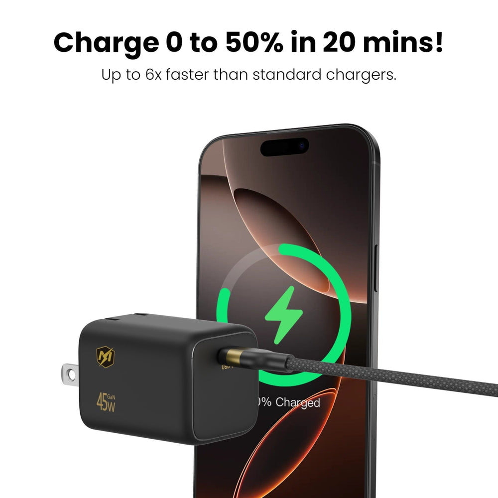 MyBat Pro 45W USB-C PD Foldable GaN Wall Charger - BlackMyBat Pro