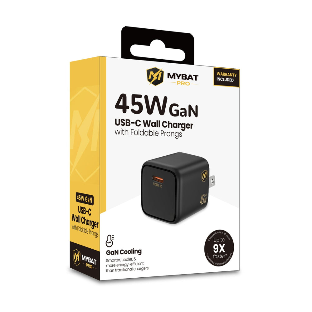 MyBat Pro 45W USB-C PD Foldable GaN Wall Charger - BlackMyBat Pro