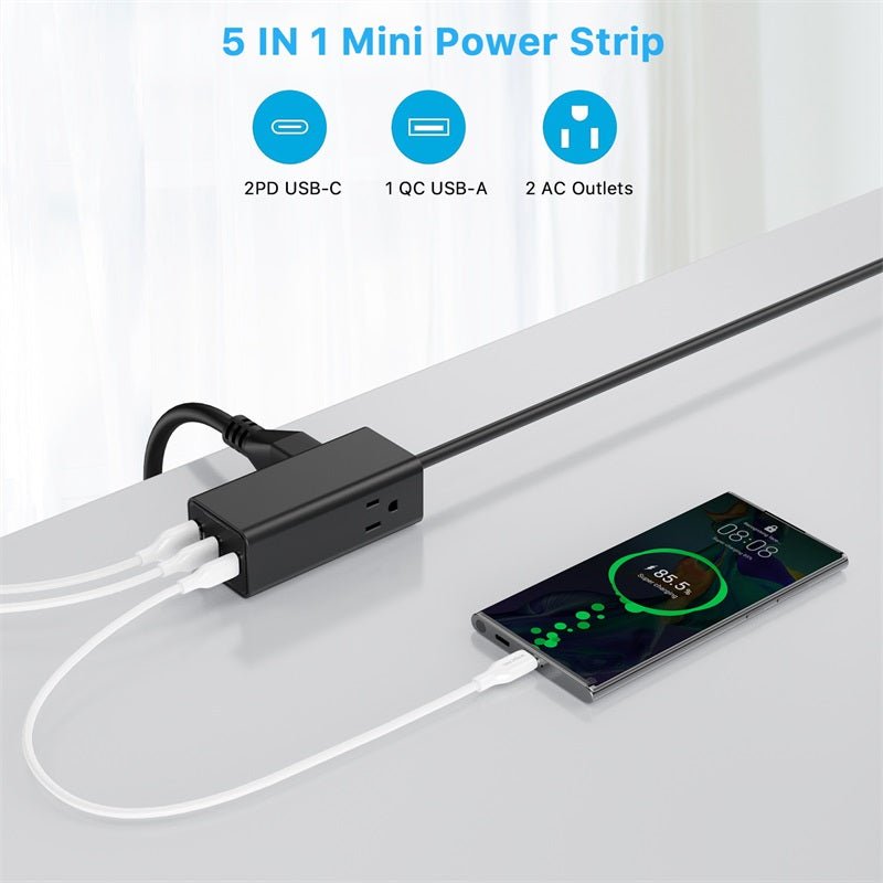 MyBat Pro 5 - in - 1 30W USB Power Strip - BlackMyBat Pro