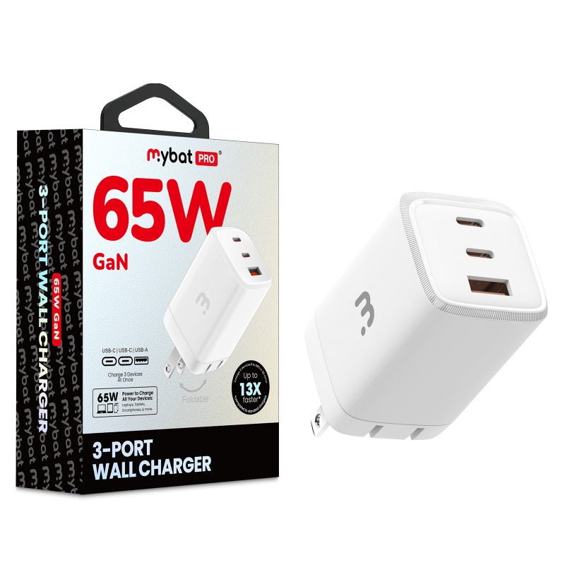 MyBat Pro 65W GaN 3 - Port Wall Charger – WhiteMybat Pro