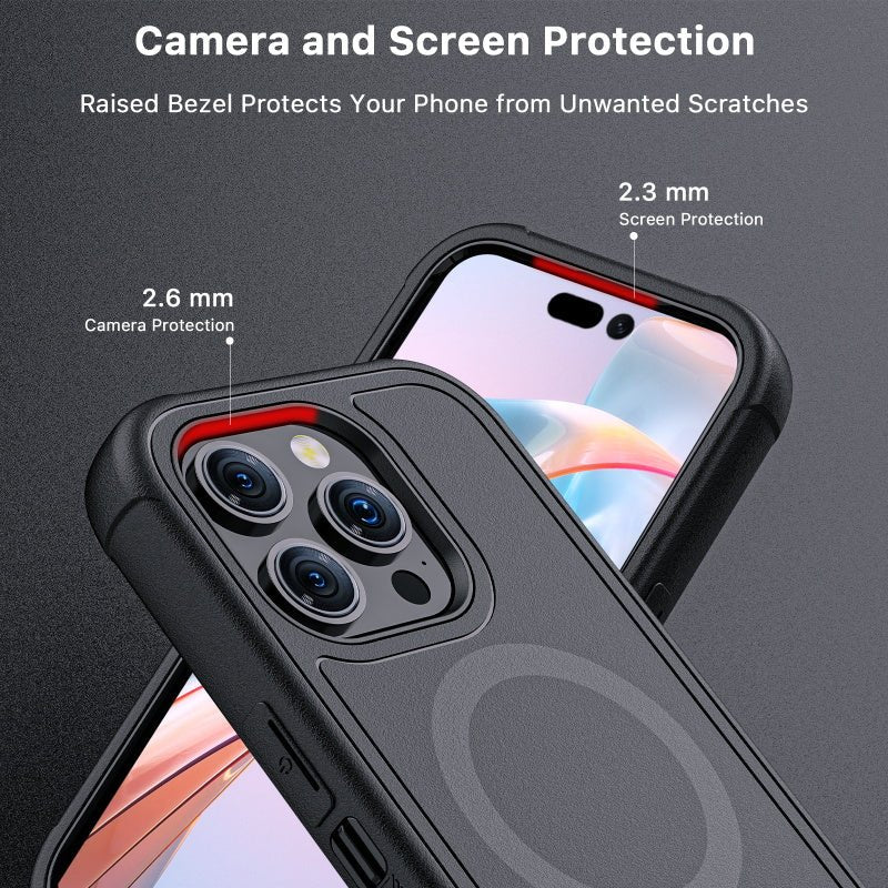 MyBat Pro Antimicrobial Maverick Series w/ MagSafe Case with Holster and Tempered Glass for Apple iPhone 15 Pro Max (6.7)iPhone 15 Pro Max