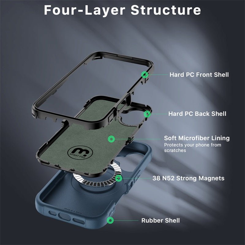 MyBat Pro Antimicrobial Maverick Series w/ MagSafe Case with Holster and Tempered Glass for Apple iPhone 16 PlusiPhone 16 Plus