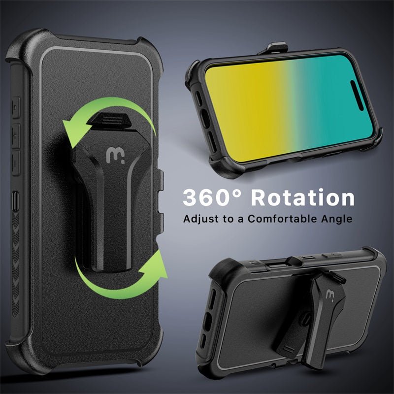 MyBat Pro Antimicrobial Maverick Series w/ MagSafe Case with Holster and Tempered Glass for Apple iPhone 16 Pro MaxiPhone 16 Pro Max
