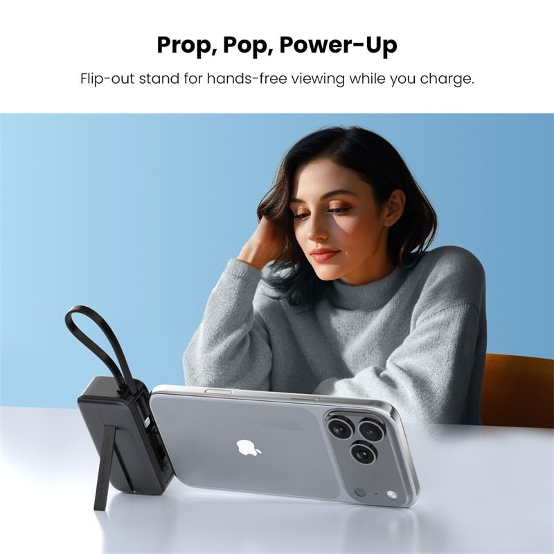 MyBat Pro Capsule 3 - in - 1 Power Bank with Apple Watch Charger, Built - In Cables + Kickstand - 5000 mAhMyBat Pro