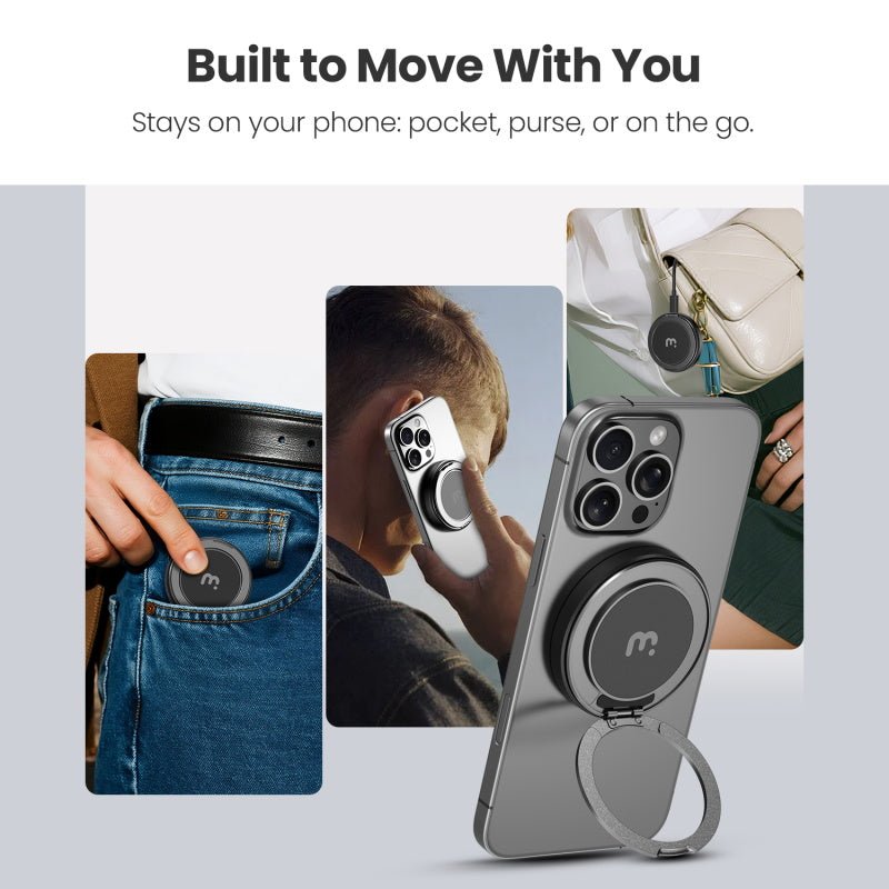 MyBat Pro DockIt 360° MagSafe Wireless Charger + Ring Grip Stand - BlackMyBat Pro