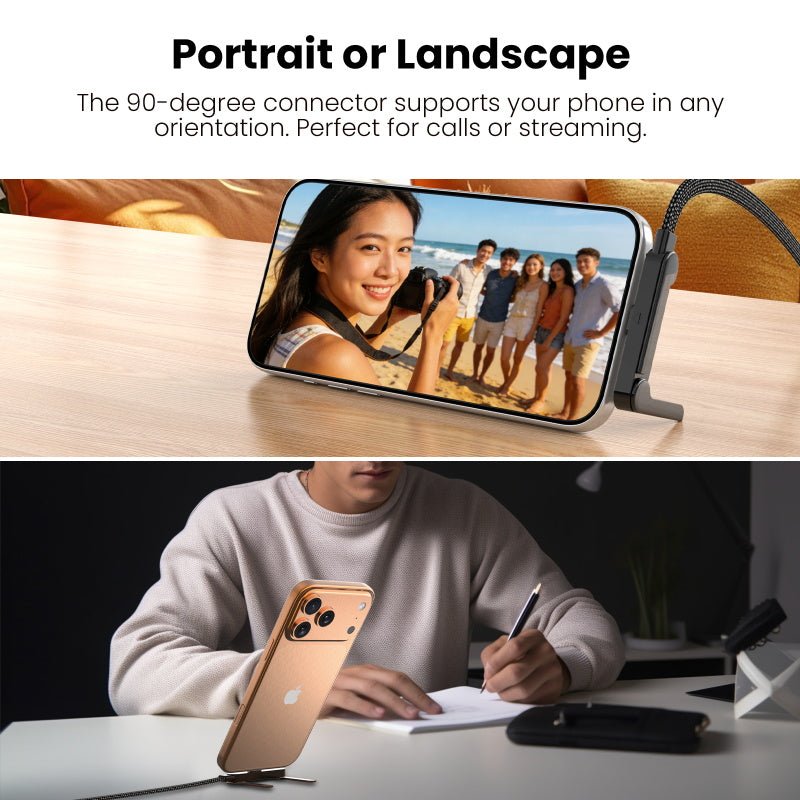 MyBat Pro Easel Flat USB - C Charging Cable with Foldable Kickstand - 5FT - BlackMyBat Pro