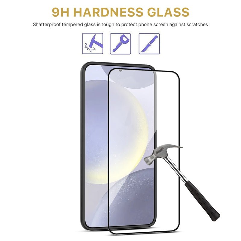 MyBat Pro Full Coverage Tempered Glass Screen Protector (Fingerprint Unlock) for Samsung Galaxy S24 - Black