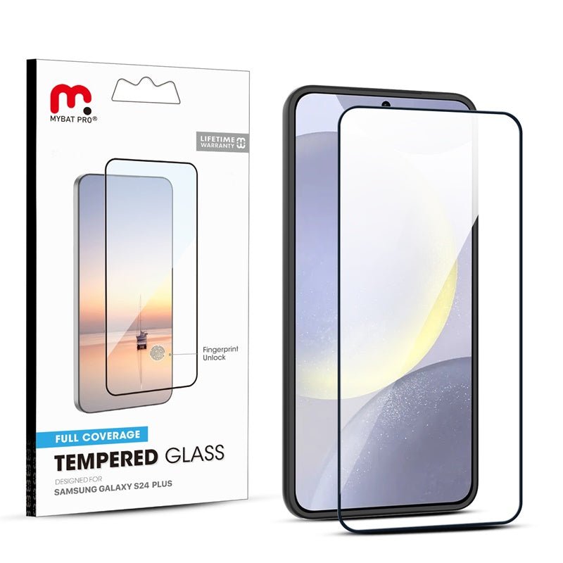 MyBat Pro Full Coverage Tempered Glass Screen Protector (Fingerprint Unlock) for Samsung Galaxy S24 Plus - Black