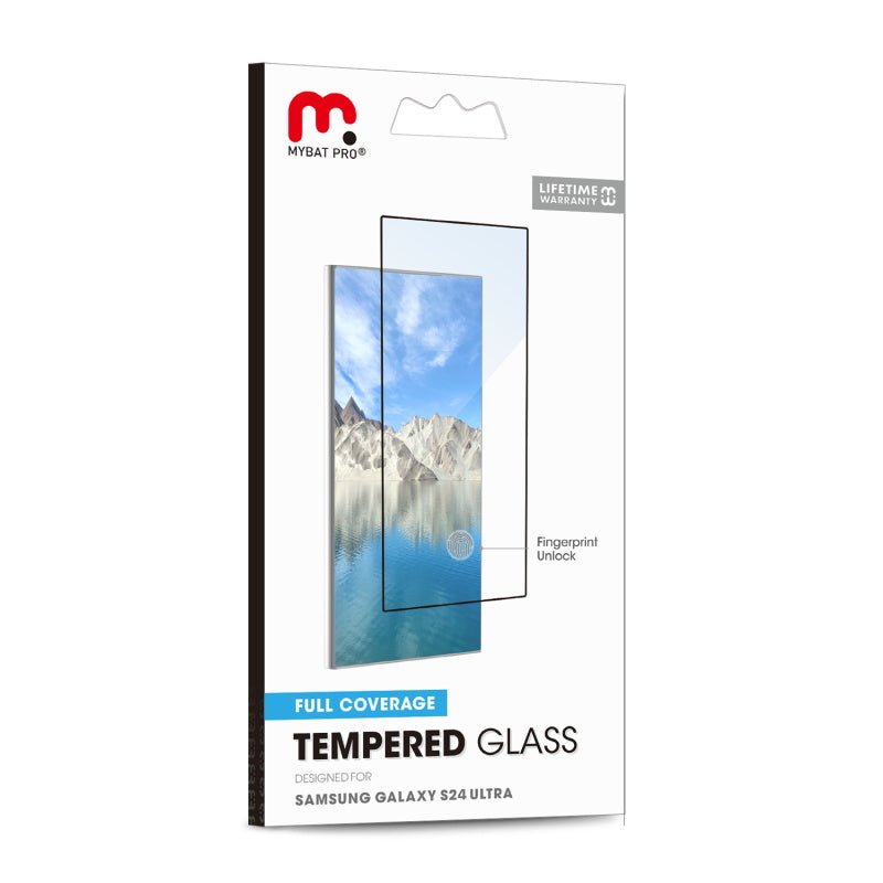 MyBat Pro Full Coverage Tempered Glass Screen Protector (Fingerprint Unlock) for Samsung Galaxy S24 Ultra - Black