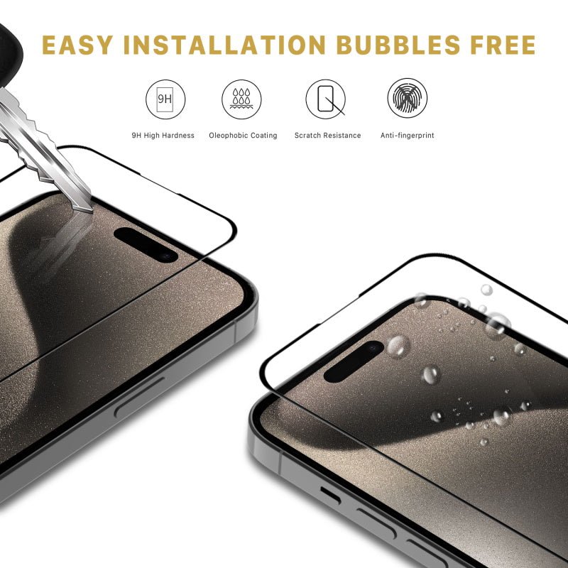 MyBat Pro Full Coverage Tempered Glass Screen Protector for Apple iPhone 15 Pro (6.1)iPhone 15 Pro