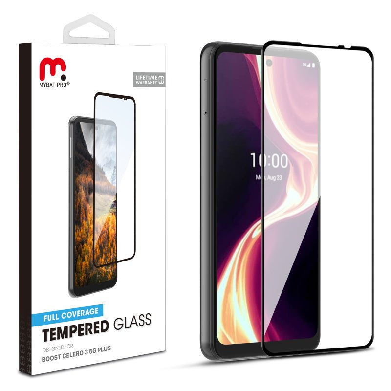 MyBat Pro Full Coverage Tempered Glass Screen Protector for Boost Celero 5G Plus (2024) - BlackCelero 5G Plus