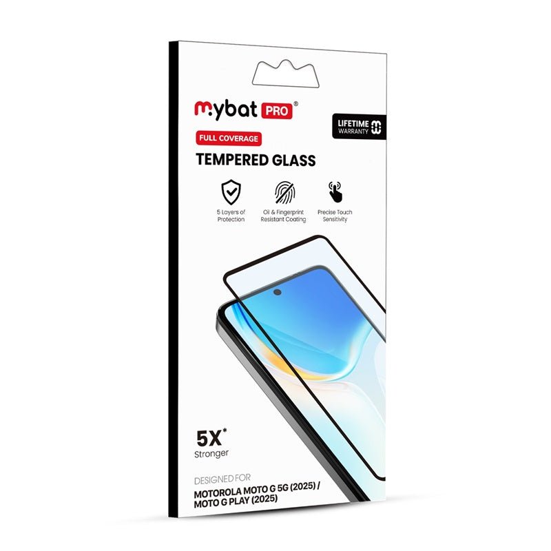 MyBat Pro Full Coverage Tempered Glass Screen Protector for Motorola Moto G 5G (2025) / Moto G Play (2025) - BlackMybat Pro