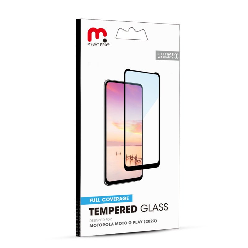 MyBat Pro Full Coverage Tempered Glass Screen Protector for Motorola Moto G Play (2023) - BlackMyBat Pro
