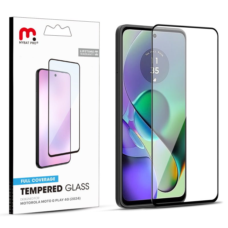 MyBat Pro Full Coverage Tempered Glass Screen Protector for Motorola Moto G Play 4G (2024) - BlackMoto G Play 4G 2024