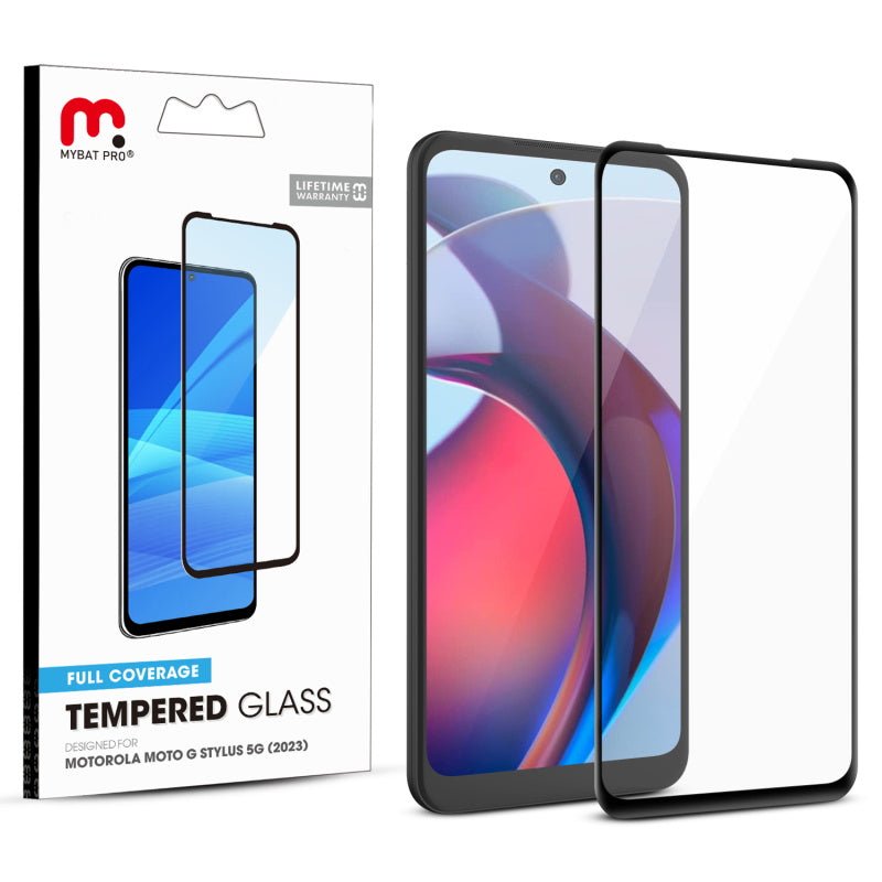MyBat Pro Full Coverage Tempered Glass Screen Protector for Motorola Moto G Stylus 5G (2023) / Moto G Stylus 4G (2023) - BlackMyBat Pro