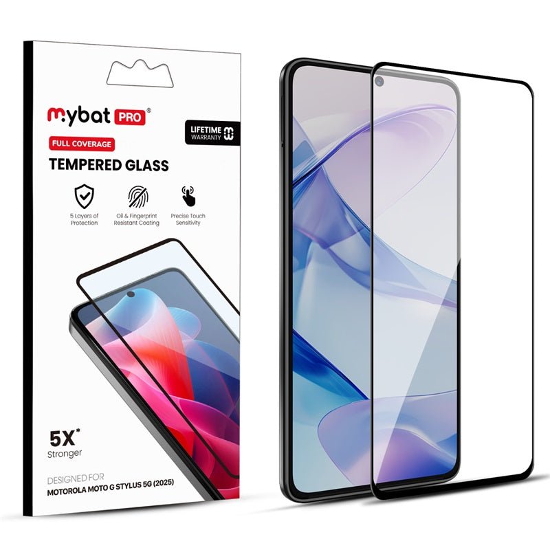 MyBat Pro Full Coverage Tempered Glass Screen Protector for Motorola Moto G Stylus 5G (2025) - BlackMyBat Pro