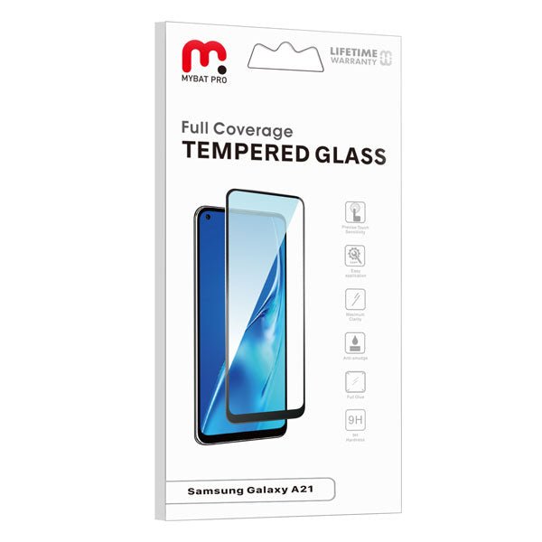 MyBat Pro Full Coverage Tempered Glass Screen Protector for Samsung Galaxy A21 - Clear