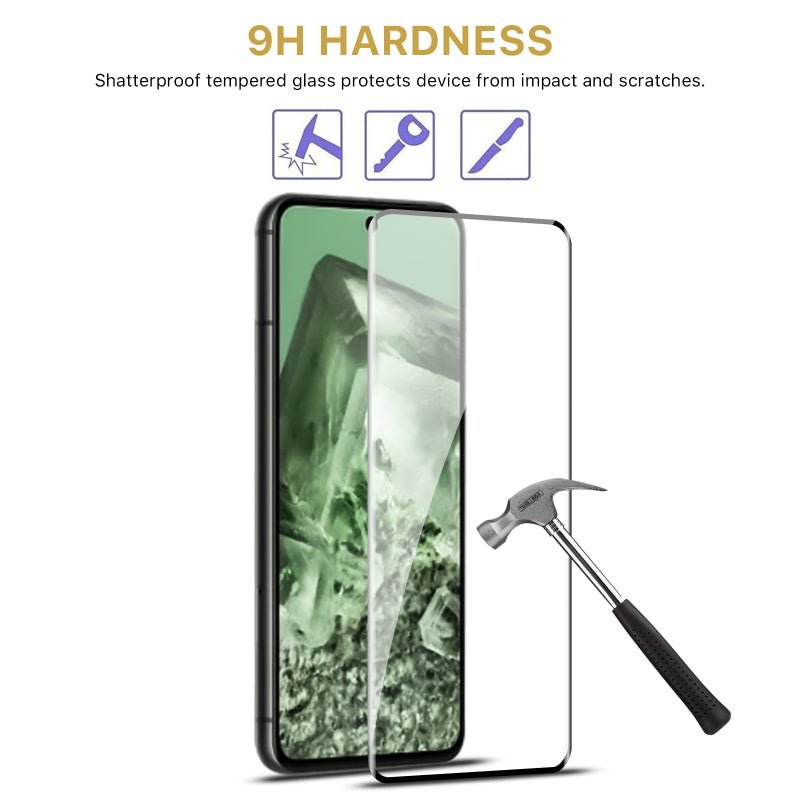 MyBat Pro Full Curve Coverage Tempered Glass Screen Protector for Google Pixel 8 - BlackGoogle Pixel 8