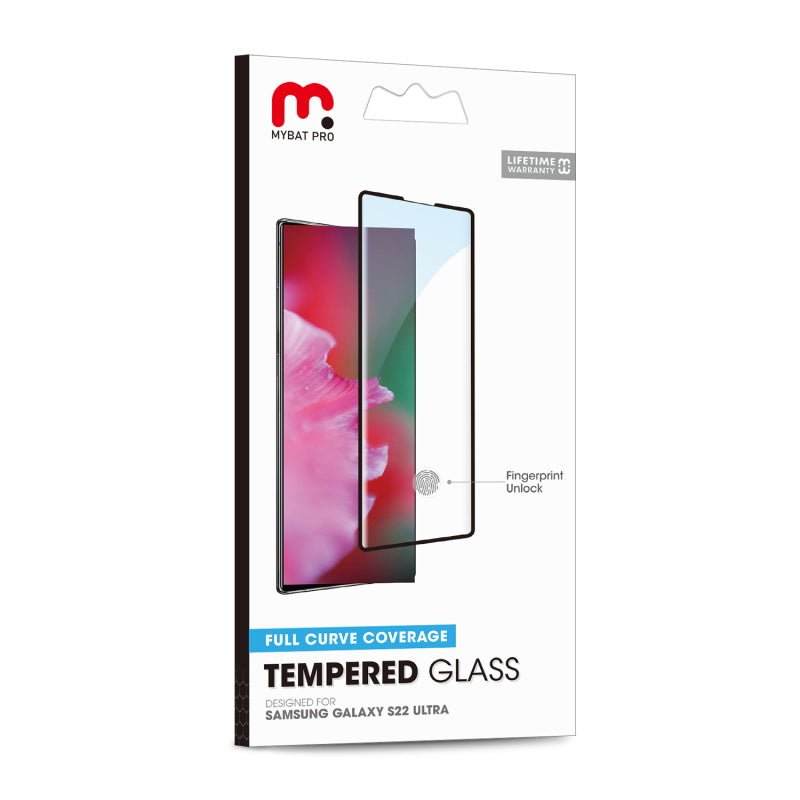 MyBat Pro Full Curve Coverage Tempered Glass Screen Protector for Samsung Galaxy S22 Ultra - Clear